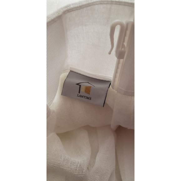 Sheer White Double Pleat Curtain Panels 52"x120" – Set of 2 – LANTIME Drapes - Picture 2 of 3